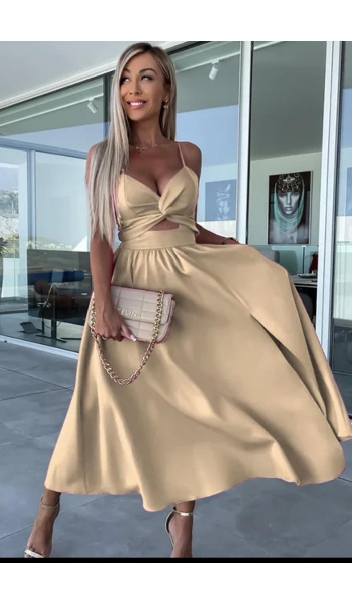 Askılı Elbise - Bej