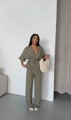 Çizgili Kimono Takım - Çağla