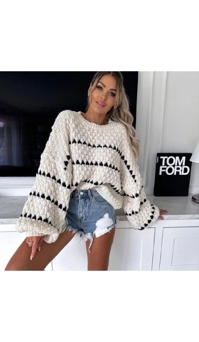 Damla Desen Triko Kazak 1009 - Beyaz