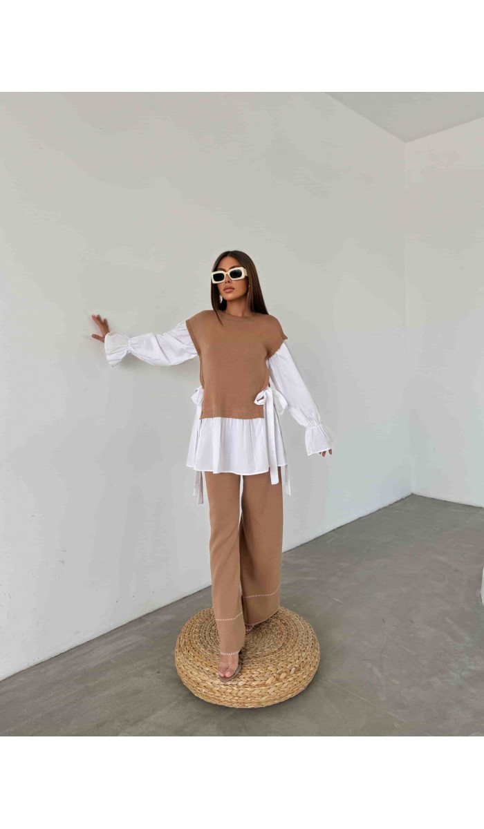 Gömlek Detay Triko Takım 1503 - Kahverengi , Standart Beden (5 Adet) Gömlek Detay Triko Takım 1503 - Kahverengi , Standart Beden (5 Adet)