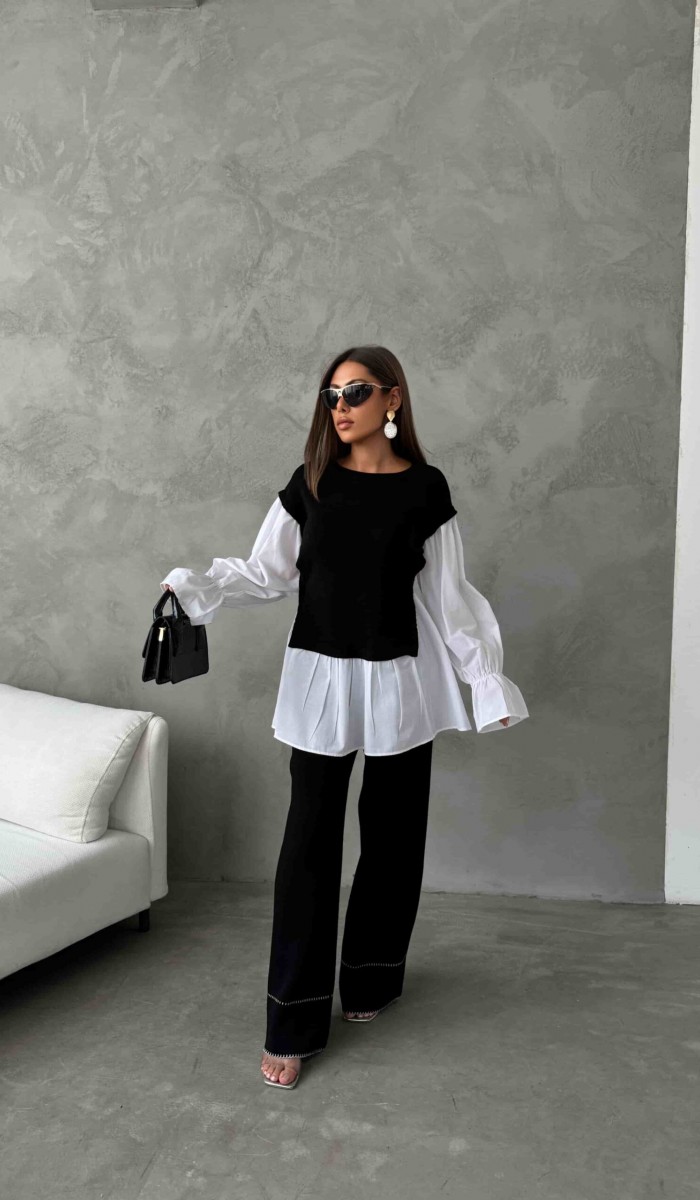 Gömlek Detay Triko Takım 1503 - Siyah , Standart Beden (5 Adet) Gömlek Detay Triko Takım 1503 - Siyah , Standart Beden (5 Adet)