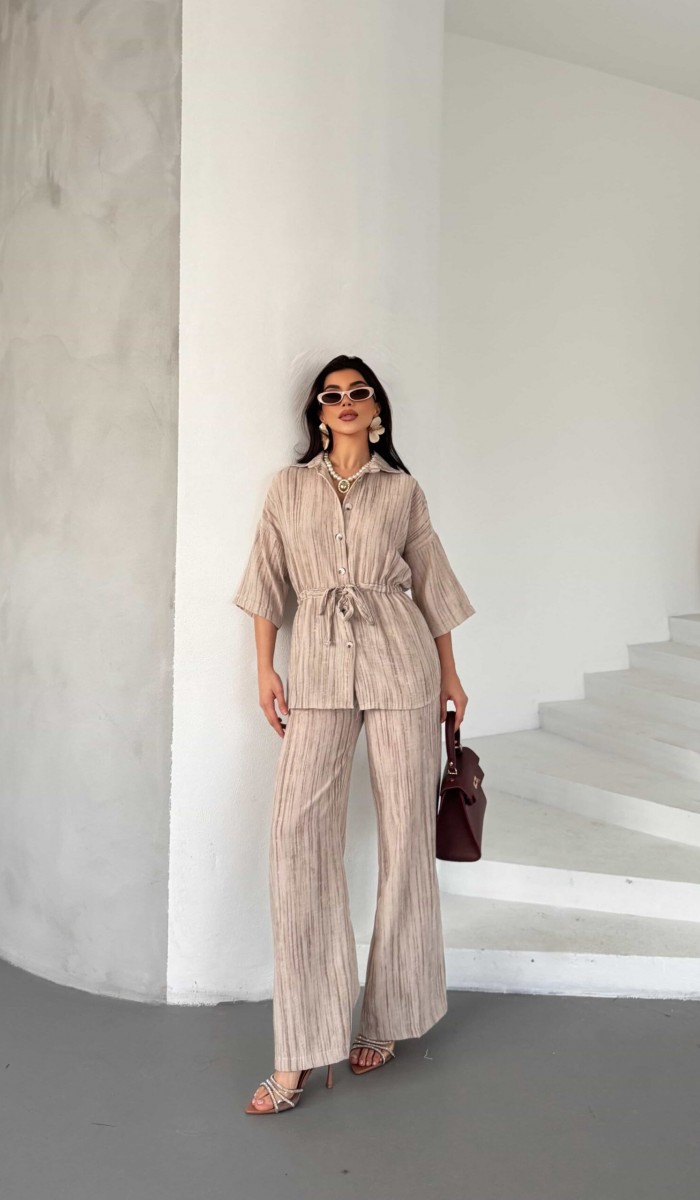 Gömlek Pantolon Takım 2516 - Bej