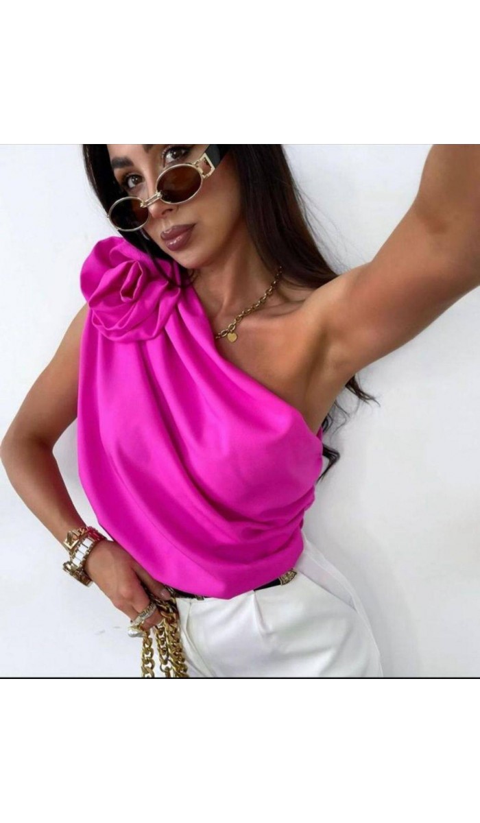 Gül Detay Bluz - 1S 2M 2L 1XL , Fuşya Gül Detay Bluz - 1S 2M 2L 1XL , Fuşya