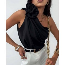 Gül Detay Bluz - 1S 2M 2L 1XL , Siyah