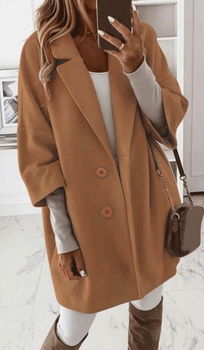 16805 Kaşe Kaban - Kahverengi