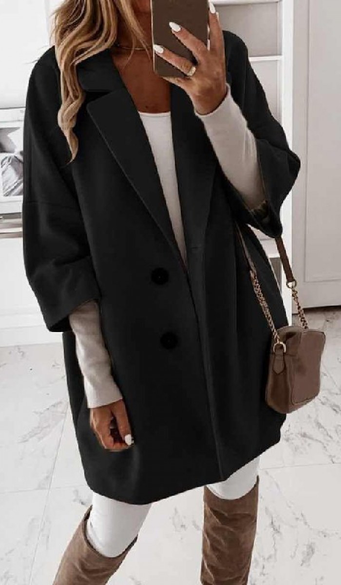 16806 Kaşe Kaban - Siyah