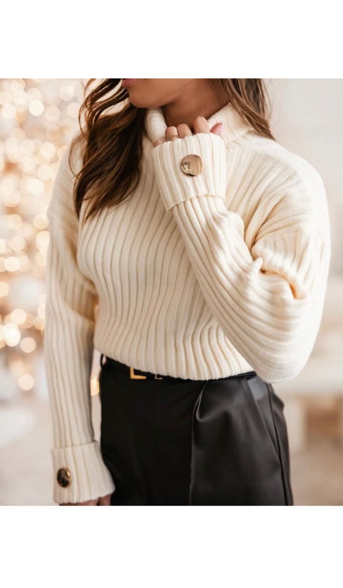 Kol Detay Triko Kazak 1502 - Kemik , Standart Beden (5 Adet) Kol Detay Triko Kazak 1502 - Kemik , Standart Beden (5 Adet)