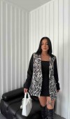 Zebra Desen Ceket - Siyah