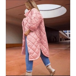 Zincir Detay Şişme Mont - Pembe