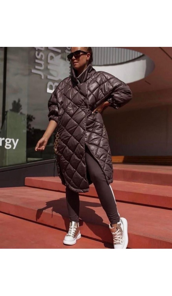 Zincir Detay Şişme Mont - Siyah