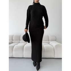 Etek Kazak Triko Takım 1557 - Siyah