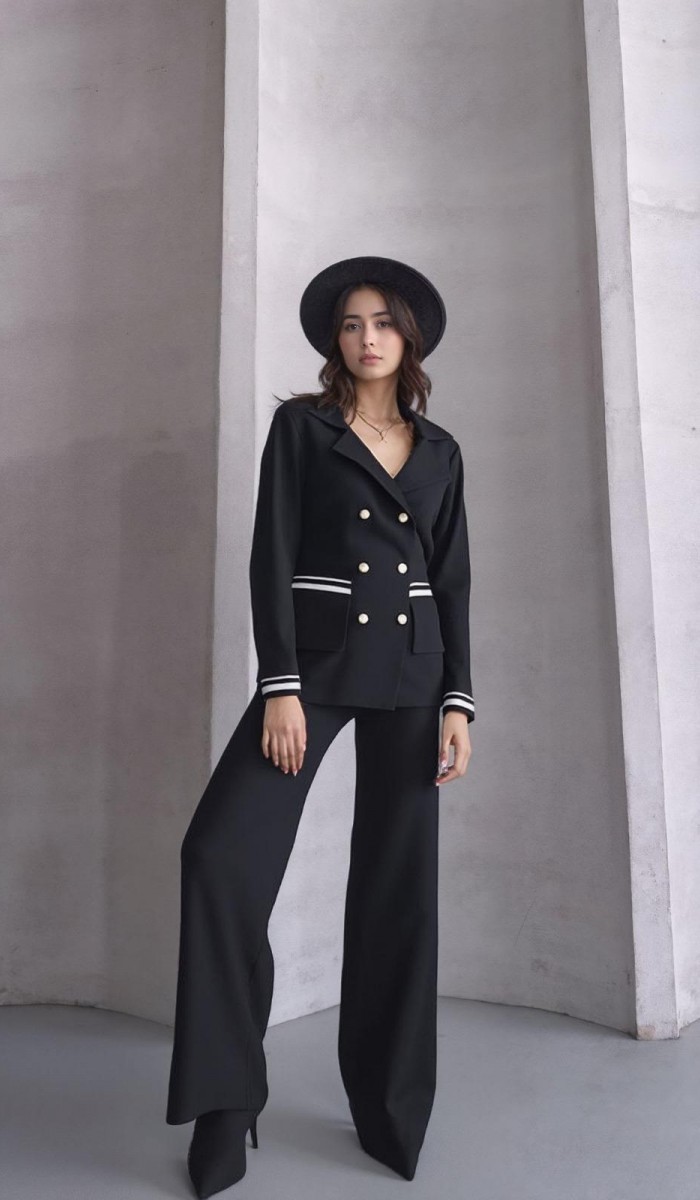 Gömlek Yaka Triko Takım 1566 - Siyah