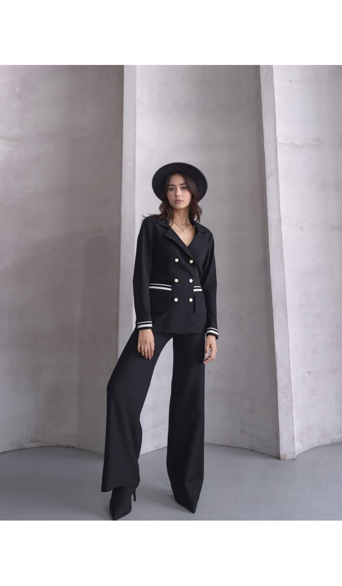 Gömlek Yaka Triko Takım 1566 - Siyah