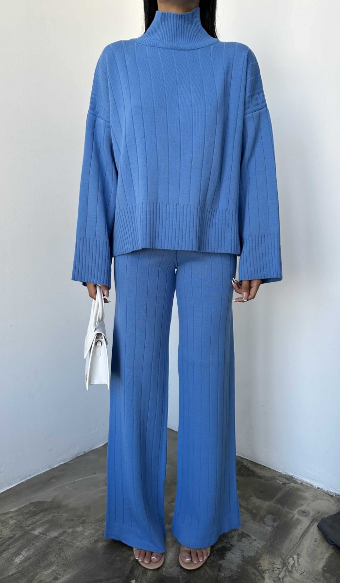 Yarım Balıkçı Triko Takım 1006 - Mavi