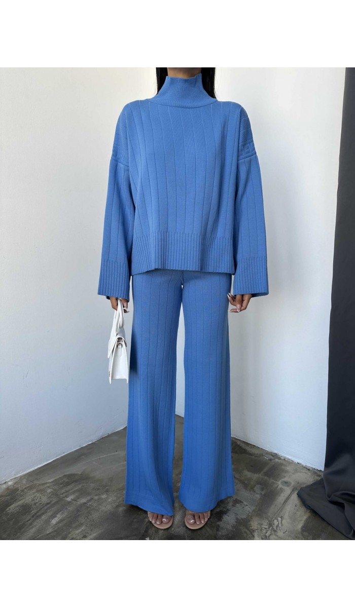 Yarım Balıkçı Triko Takım 1006 - Mavi