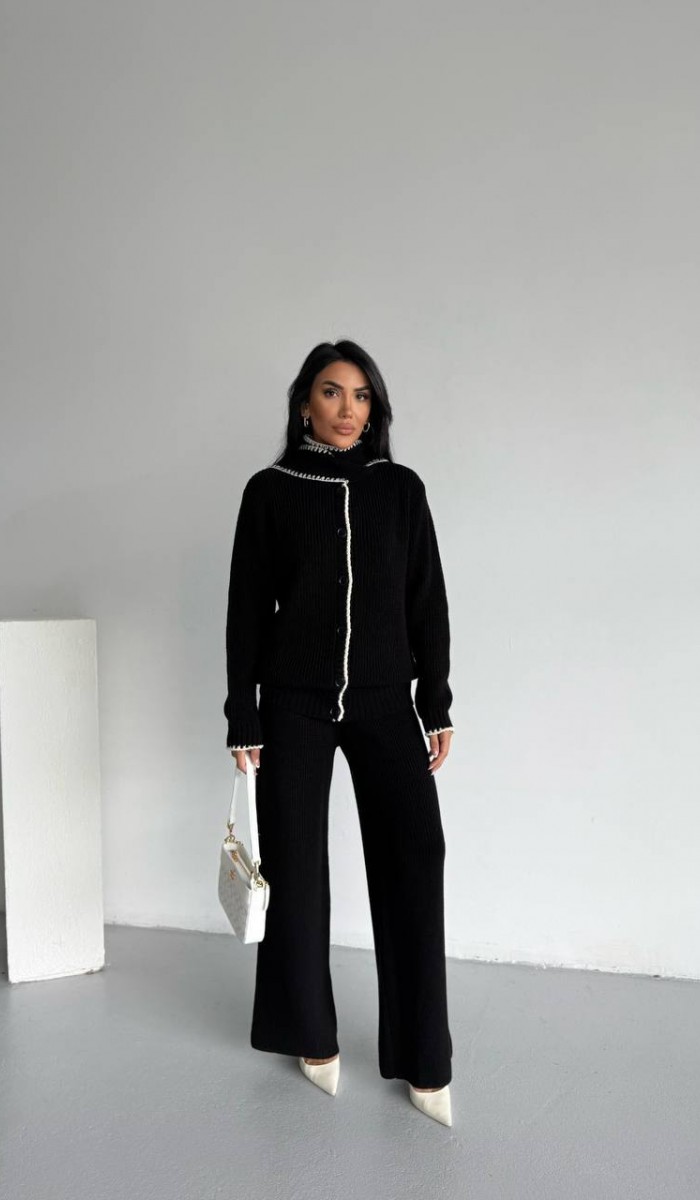 Şal Yaka Triko Takım - Siyah Şal Yaka Triko Takım - Siyah