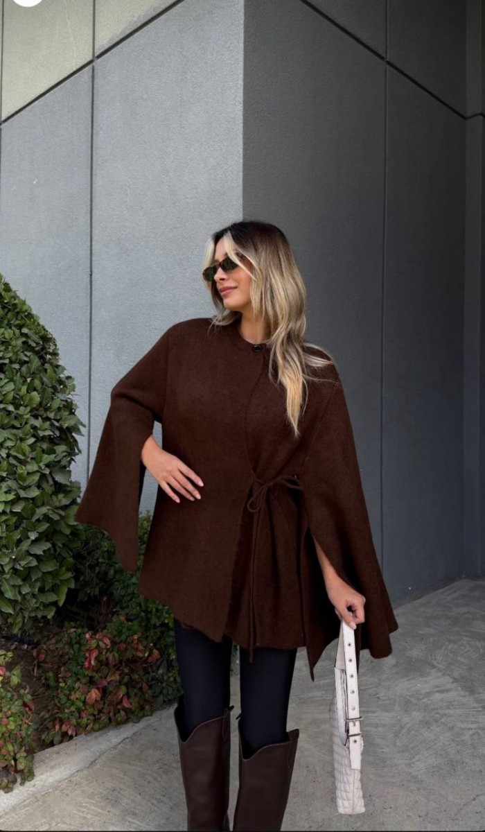 Bağlamalı Hırka 1572 - Kahverengi