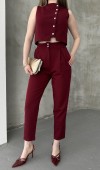 Yelek Pantolon Takım - Bordo