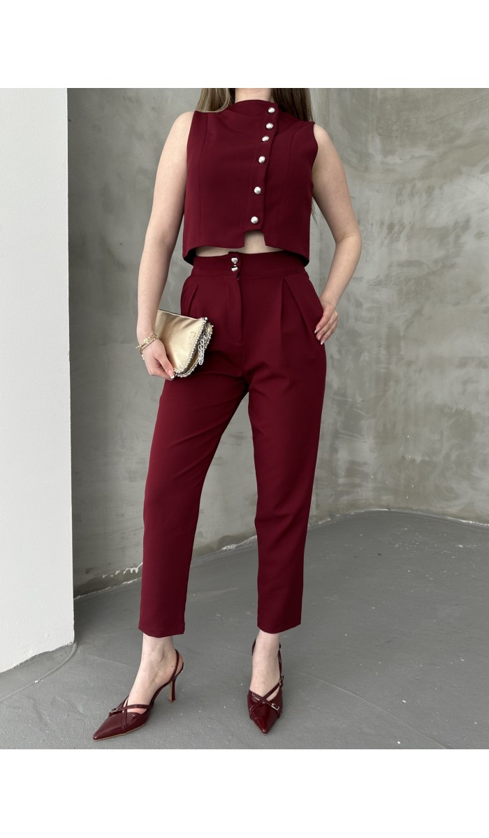 Yelek Pantolon Takım - Bordo Yelek Pantolon Takım - Bordo