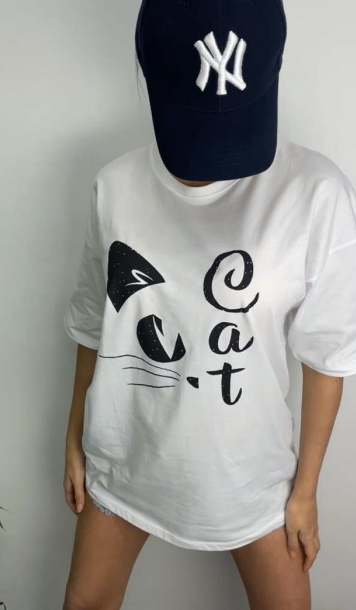 Cat T-Shirt - Beyaz