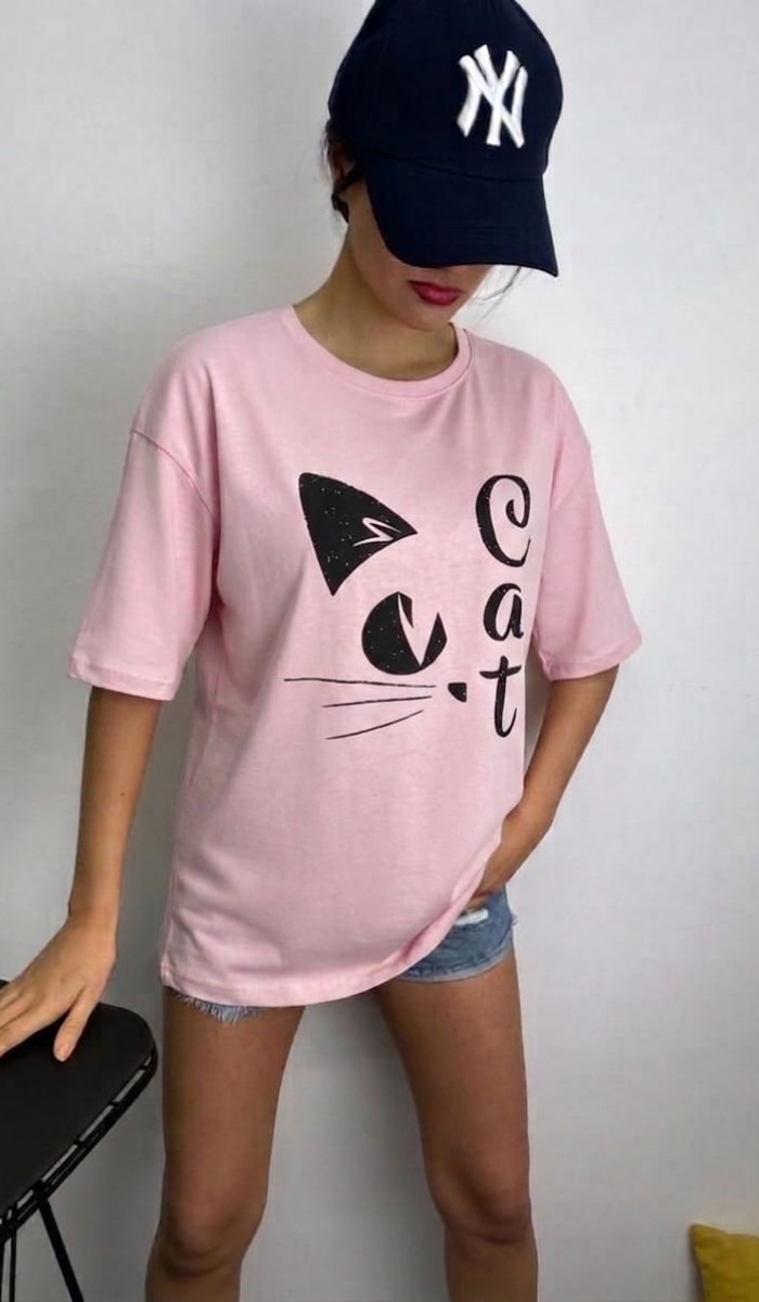 Cat T-Shirt - Pudra