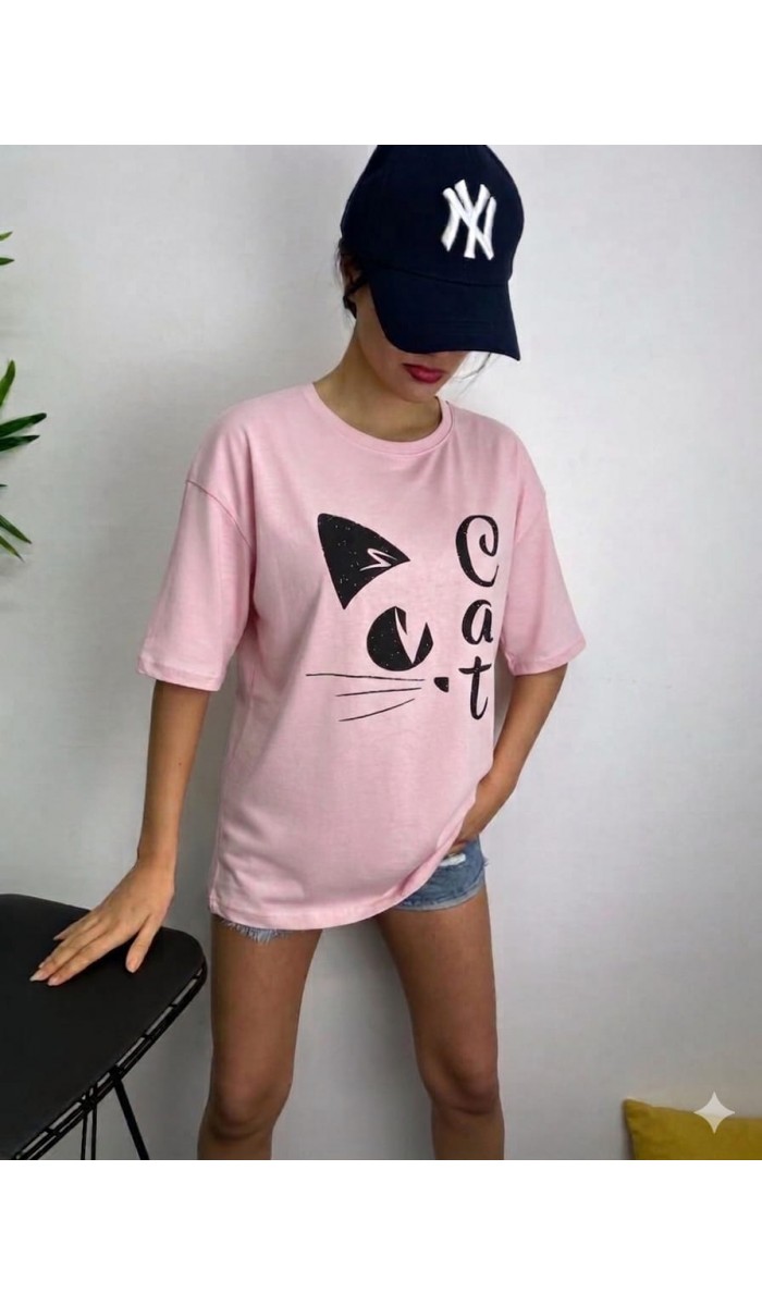 Cat T-Shirt - Pudra