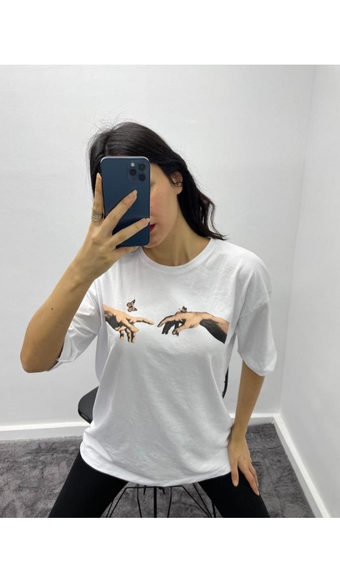 Kelebek T-Shirt - Beyaz Kelebek T-Shirt - Beyaz