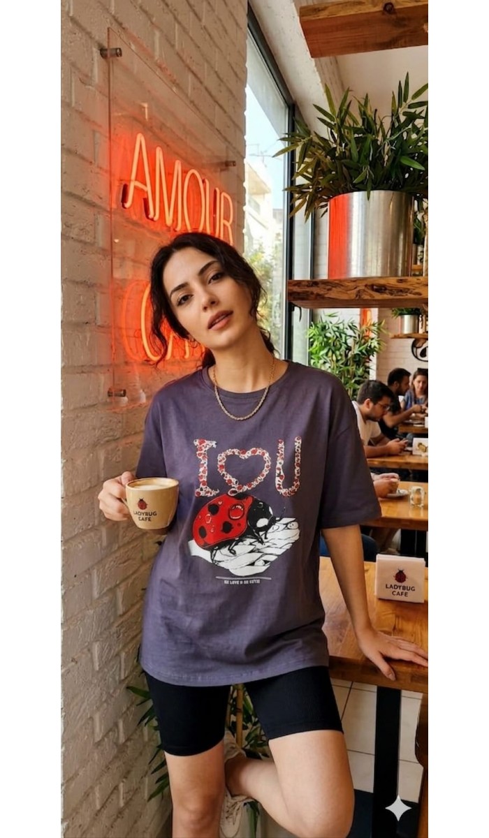 Uğur Böceği T-Shirt - Antrasit