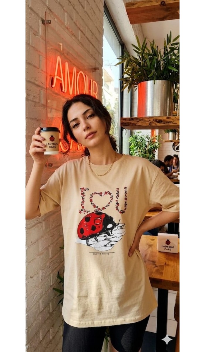 Uğur Böceği T-Shirt - Bej