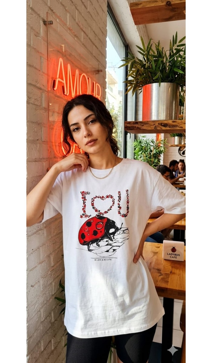 Uğur Böceği T-Shirt - Beyaz