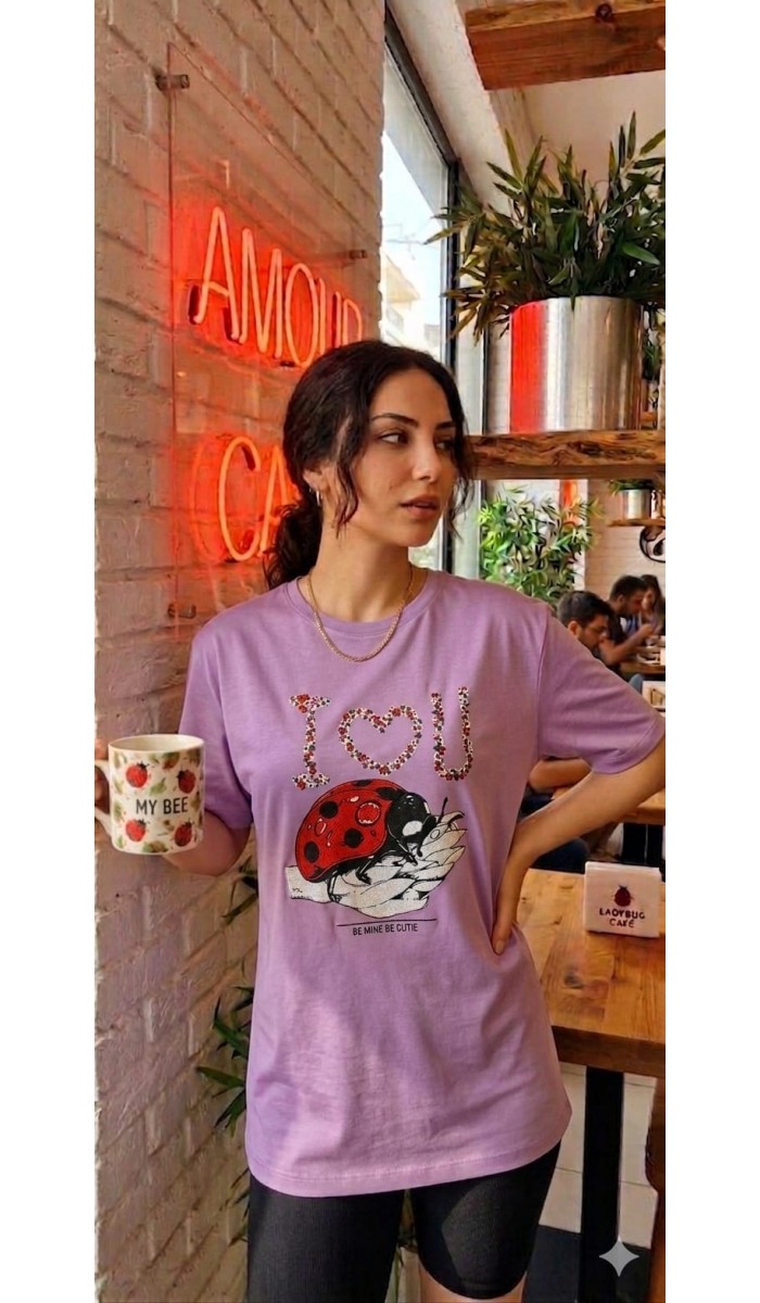 Uğur Böceği T-Shirt - Lila