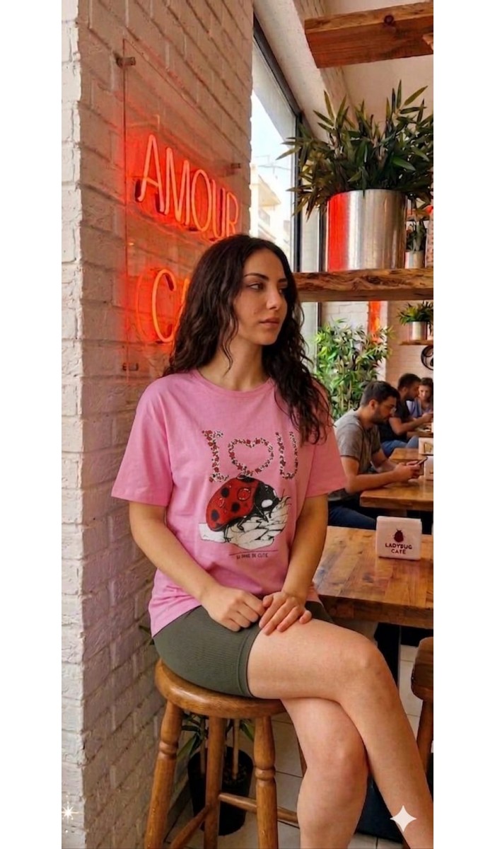 Uğur Böceği T-Shirt - Pembe