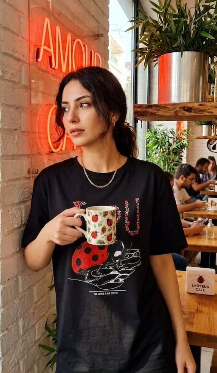Uğur Böceği T-Shirt - Siyah