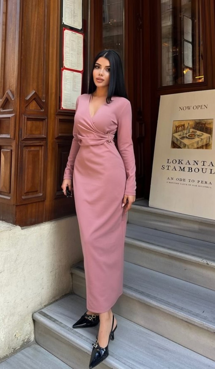3058 ÖNÜ PİLELİ ELBİSE