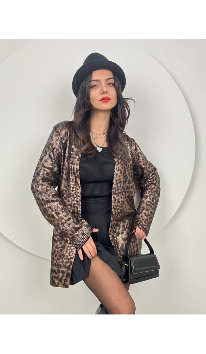 5024 PARLAK LEOPAR DESEN TRİKO HIRKA