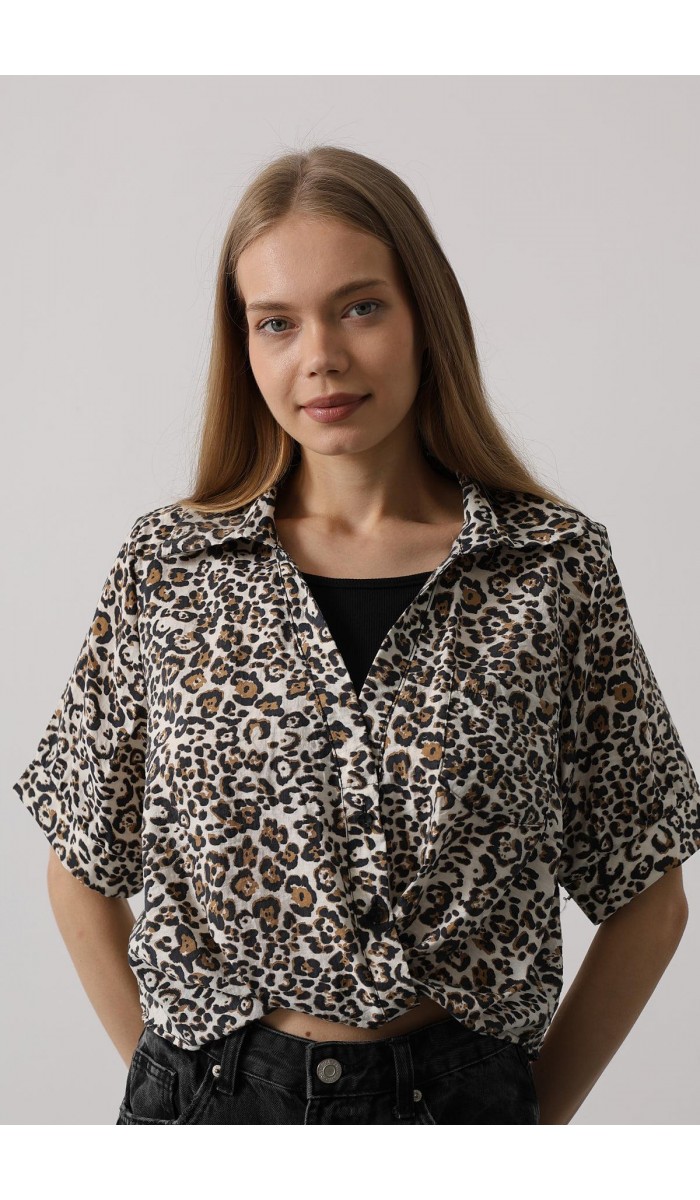 Garnili Leopar Desen Gömlek - Leopar STD