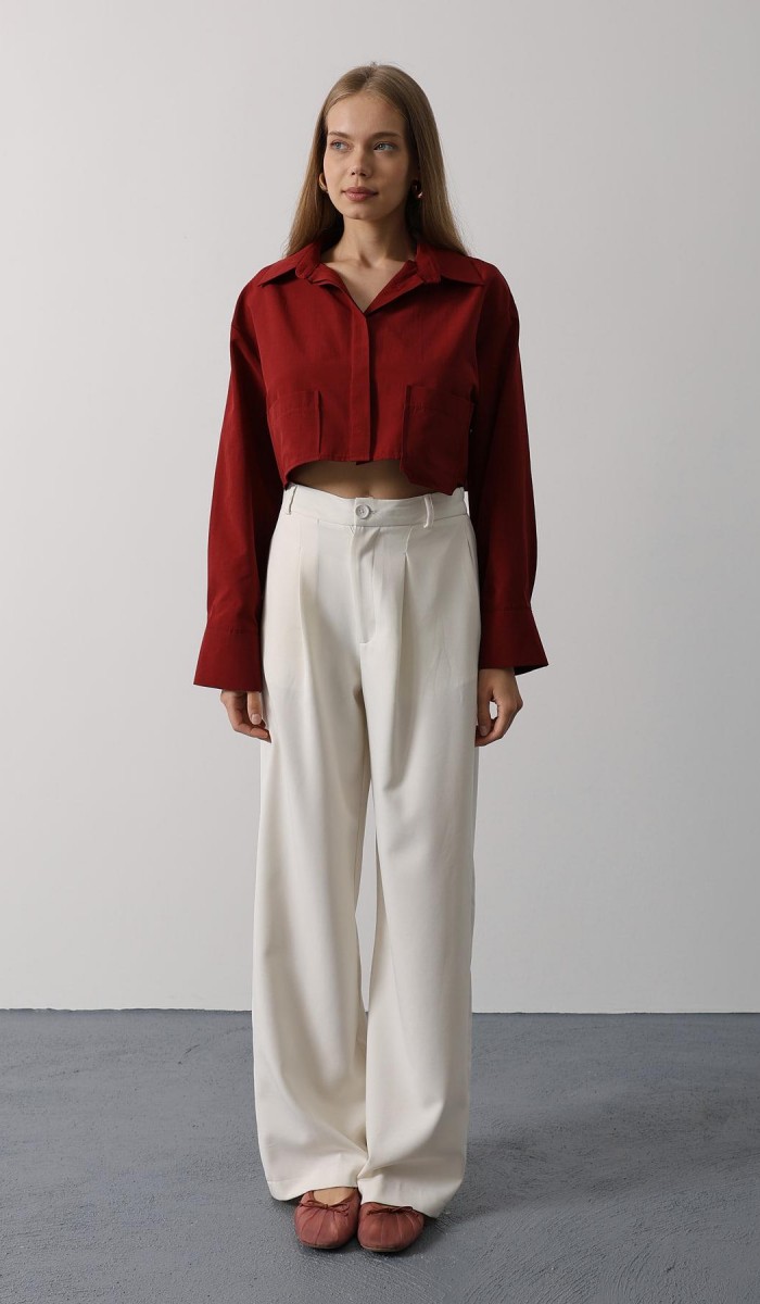 Kısa Boy Çift Cep Gömlek - Bordo STD Kısa Boy Çift Cep Gömlek - Bordo STD