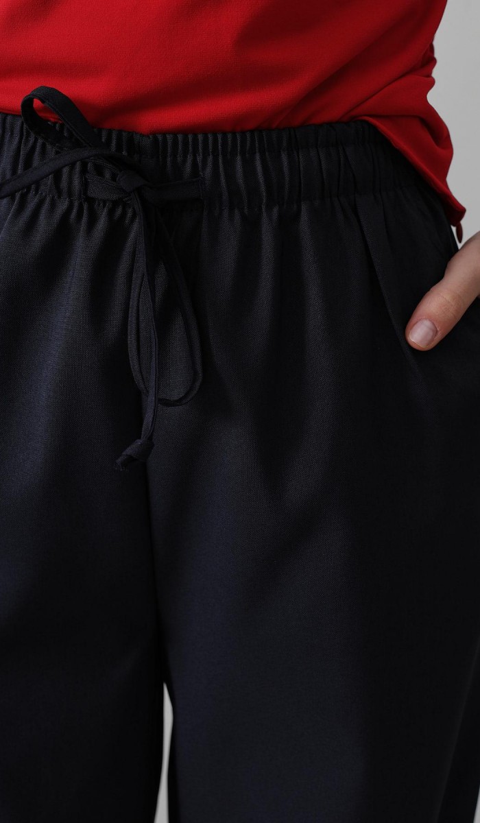 Beli Lastikli Bol Paça Pantolon - Lacivert STD rt20082