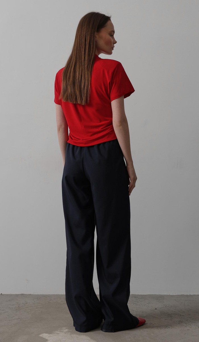 Beli Lastikli Bol Paça Pantolon - Lacivert STD rt20082