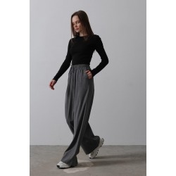 Beli Lastikli Bol Paça Pantolon - Antrasit STD