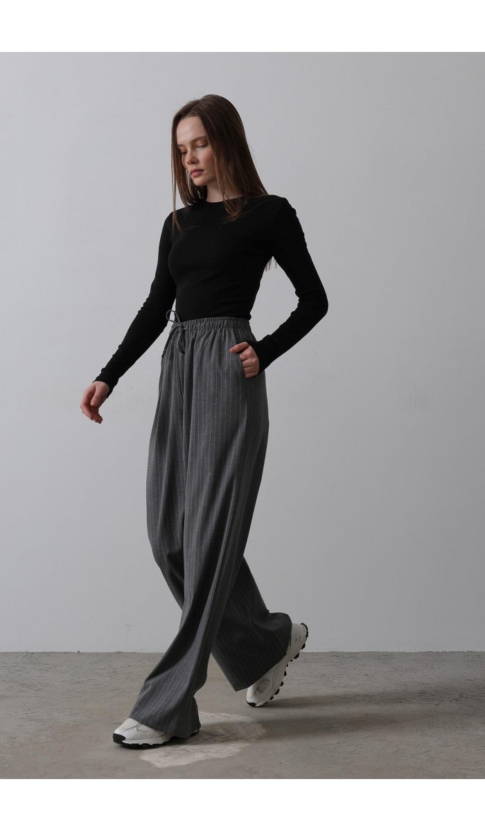 Beli Lastikli Bol Paça Pantolon - Antrasit STD