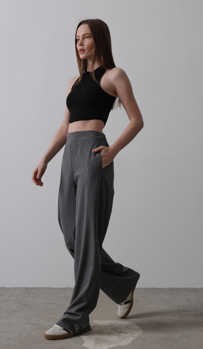 Beli Yarım Lastikli Palazzo Pantolon - Antrasit STD rt20125