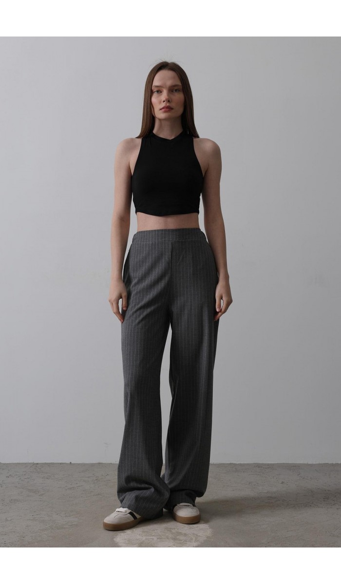 Beli Yarım Lastikli Palazzo Pantolon - Antrasit STD Beli Yarım Lastikli Palazzo Pantolon - Antrasit STD