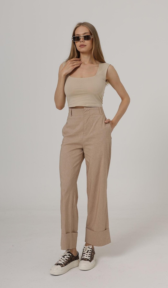 Duble Paça Pantolon - Taş STD