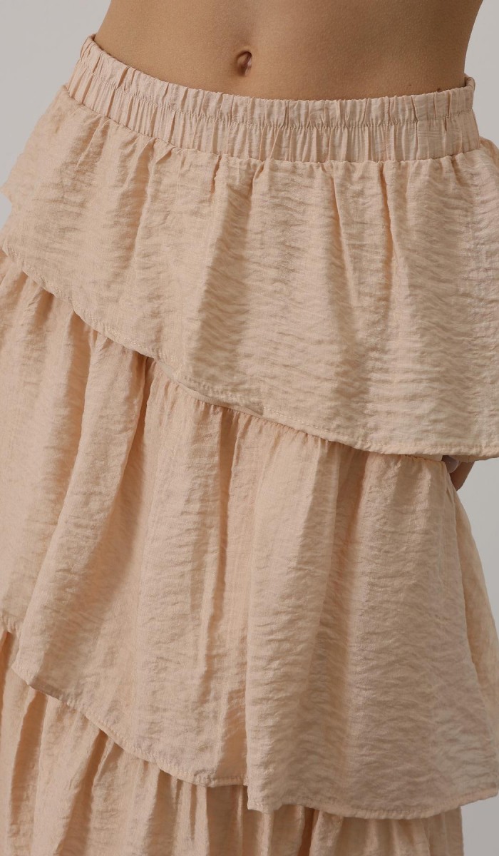 Katlı Kesim Uzun Etek - Taş STD rt20264