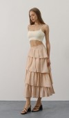 Katlı Kesim Uzun Etek - Taş STD rt20264