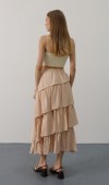Katlı Kesim Uzun Etek - Taş STD rt20264