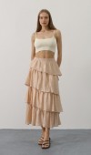 Katlı Kesim Uzun Etek - Taş STD rt20264