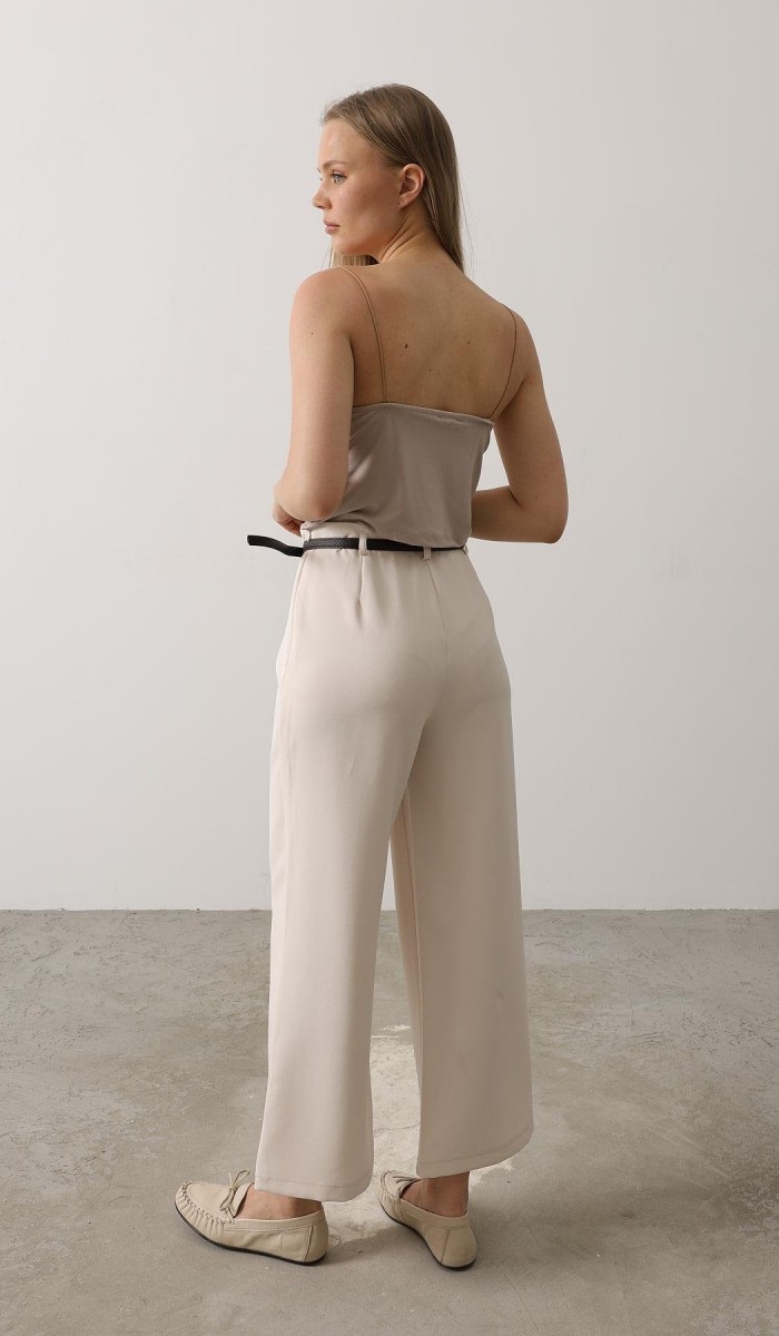 Kemer Pens Detaylı Pantolon - Bej STD rt20102