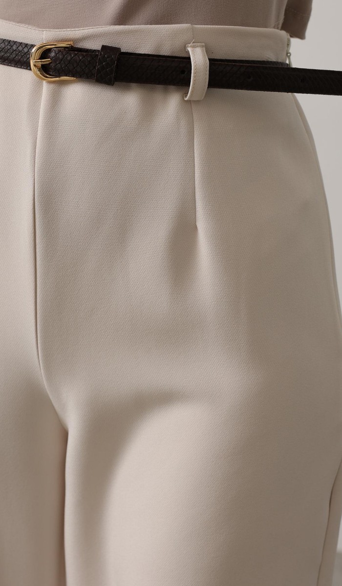 Kemer Pens Detaylı Pantolon - Bej STD rt20102